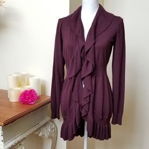 Style & Co Waterfall Ruffle Long Duster Cardigan NWT